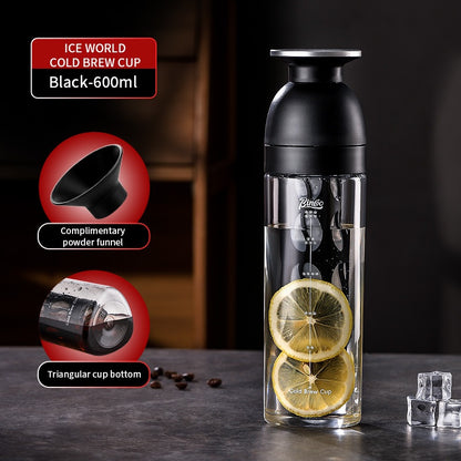 BINCOO Ice Crystal Cold Brew Mug Coffee Cold Brew Pot Tritan Mug Portable Mug Suitable for Home Office Outdoor 600ML