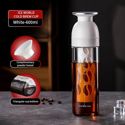BINCOO Ice Crystal Cold Brew Mug Coffee Cold Brew Pot Tritan Mug Portable Mug Suitable for Home Office Outdoor 600ML