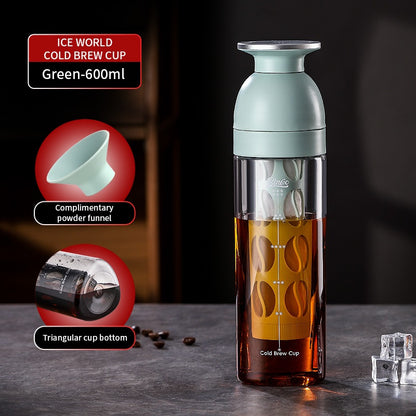 BINCOO Ice Crystal Cold Brew Mug Coffee Cold Brew Pot Tritan Mug Portable Mug Suitable for Home Office Outdoor 600ML