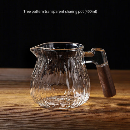 Bincoo Share Pot Glass Coffee Pot Tree Patterned Hand Brewed Coffee Pot Glass Cup Set 400ML