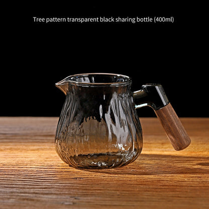 Bincoo Share Pot Glass Coffee Pot Tree Patterned Hand Brewed Coffee Pot Glass Cup Set 400ML