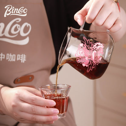 BINCOO Glass Coffee Sharing Pot with V60 Filter Cup Hand Brewed Coffee Set for Home Office 500ML