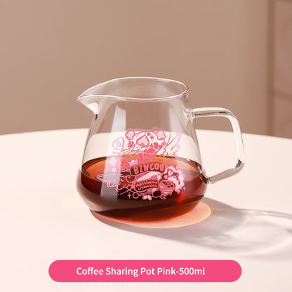 BINCOO Glass Coffee Sharing Pot with V60 Filter Cup Hand Brewed Coffee Set for Home Office 500ML