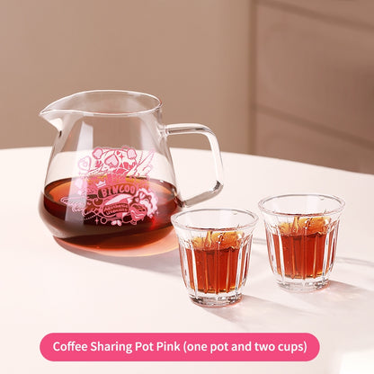 BINCOO Glass Coffee Sharing Pot with V60 Filter Cup Hand Brewed Coffee Set for Home Office 500ML