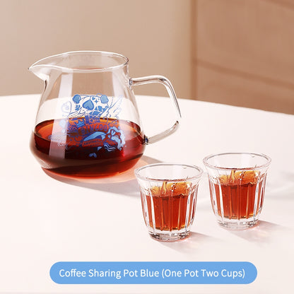 BINCOO Glass Coffee Sharing Pot with V60 Filter Cup Hand Brewed Coffee Set for Home Office 500ML