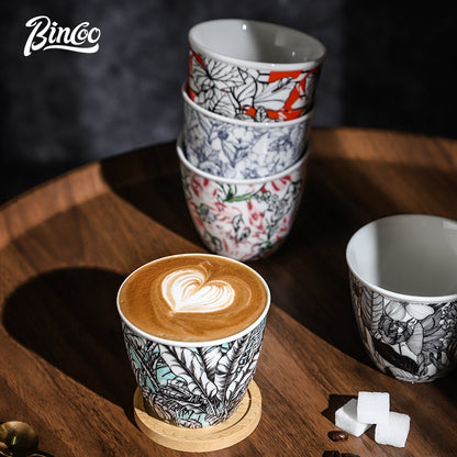BINCOO Ceramic Coffee Mug Italian Simple Creative Latte Mug Latte Mug for Household Office 350ML