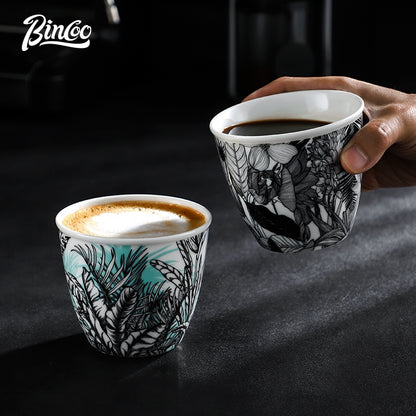 BINCOO Ceramic Coffee Mug Italian Simple Creative Latte Mug Latte Mug for Household Office 350ML