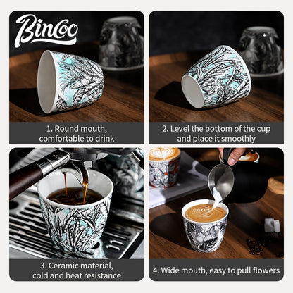 BINCOO Ceramic Coffee Mug Italian Simple Creative Latte Mug Latte Mug for Household Office 350ML