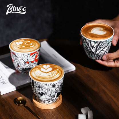 BINCOO Ceramic Coffee Mug Italian Simple Creative Latte Mug Latte Mug for Household Office 350ML