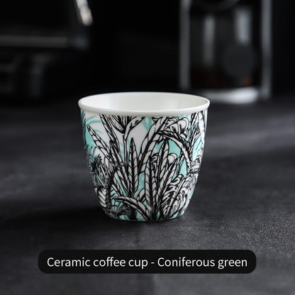 BINCOO Ceramic Coffee Mug Italian Simple Creative Latte Mug Latte Mug for Household Office 350ML