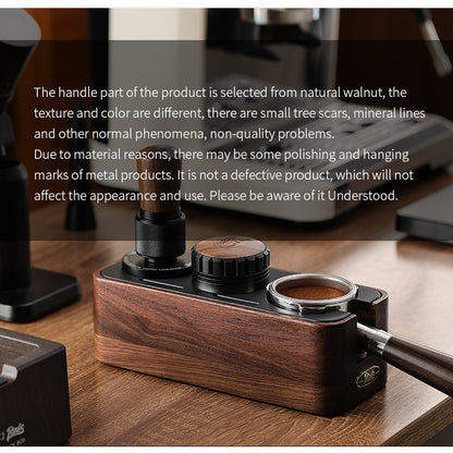 BINCOO Walnut Powder Press Base Coffee Cloth Powder Dispenser Constant Force Powder Press Hammer Set Espresso Equipment 51MM/58MM