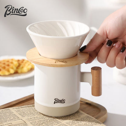 Bincoo Pour Over Coffee Pot Set with Ceramic Filter Cup Hand Brewing Kettle Coffee Cup 300ML 350ML