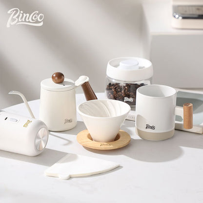 Bincoo Pour Over Coffee Pot Set with Ceramic Filter Cup Hand Brewing Kettle Coffee Cup 300ML 350ML