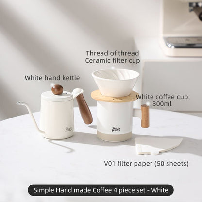 Bincoo Pour Over Coffee Pot Set with Ceramic Filter Cup Hand Brewing Kettle Coffee Cup 300ML 350ML