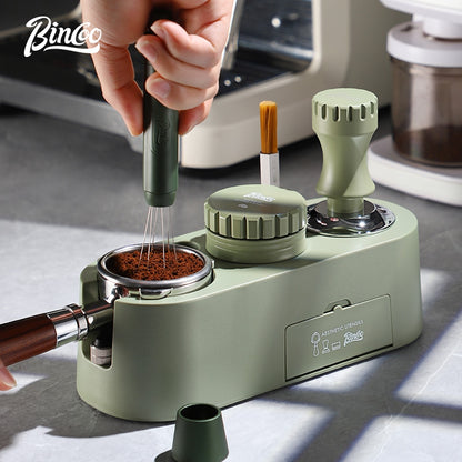 BINCOO Coffee Maker Handle Filling Base Set Cloth Powder Dispenser Powder Press Hammer 3 Piece Set Coffee Utensils Complete Set 51MM/58MM