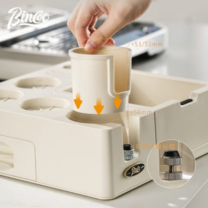 Bincoo GYKF2223 Coffee Slag Box Storage Base Multi functional Tamper Station Powder Pressing Equipment Storage Tool Box 51/53/58mm