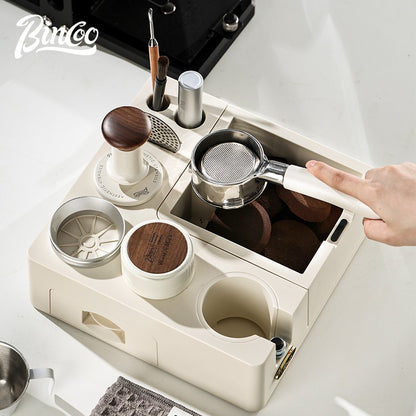 Bincoo GYKF2223 Coffee Slag Box Storage Base Multi functional Tamper Station Powder Pressing Equipment Storage Tool Box 51/53/58mm