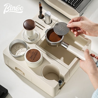 Bincoo GYKF2223 Coffee Slag Box Storage Base Multi functional Tamper Station Powder Pressing Equipment Storage Tool Box 51/53/58mm