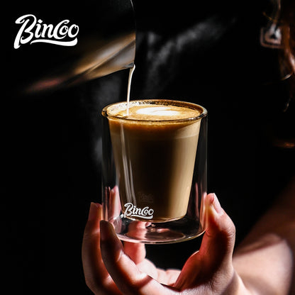 BINCOO Double Thickened Coffee Cup Tasting Mug Espresso Glass Coffee Mugs for Household and Office 120ML