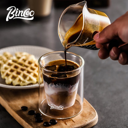 BINCOO Double Thickened Coffee Cup Tasting Mug Espresso Glass Coffee Mugs for Household and Office 120ML
