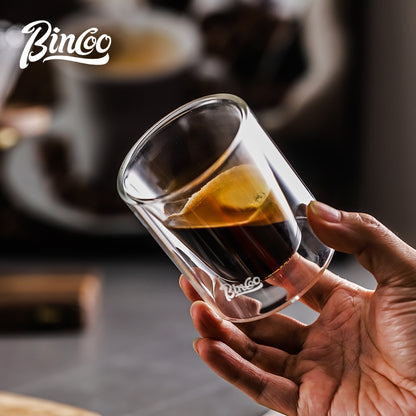 BINCOO Double Thickened Coffee Cup Tasting Mug Espresso Glass Coffee Mugs for Household and Office 120ML