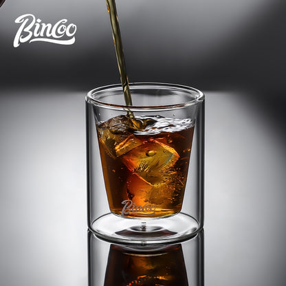 BINCOO Double Thickened Coffee Cup Tasting Mug Espresso Glass Coffee Mugs for Household and Office 120ML