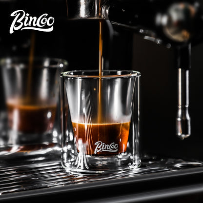 BINCOO Double Thickened Coffee Cup Tasting Mug Espresso Glass Coffee Mugs for Household and Office 120ML