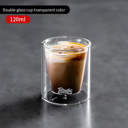 BINCOO Double Thickened Coffee Cup Tasting Mug Espresso Glass Coffee Mugs for Household and Office 120ML
