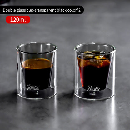 BINCOO Double Thickened Coffee Cup Tasting Mug Espresso Glass Coffee Mugs for Household and Office 120ML