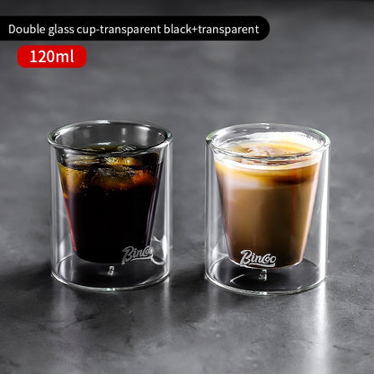 BINCOO Double Thickened Coffee Cup Tasting Mug Espresso Glass Coffee Mugs for Household and Office 120ML