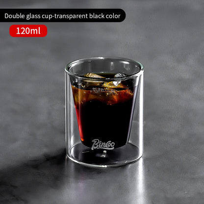 BINCOO Double Thickened Coffee Cup Tasting Mug Espresso Glass Coffee Mugs for Household and Office 120ML