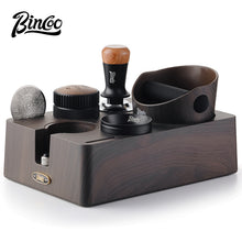 BINCOO Coffee Deep Wood Grain Powder Press Base Cloth Powder Dispenser Powder Press Hammer Set Espresso Coffee Utensils 51MM/58MM