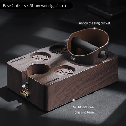BINCOO Coffee Deep Wood Grain Powder Press Base Cloth Powder Dispenser Powder Press Hammer Set Espresso Coffee Utensils 51MM/58MM