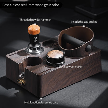 BINCOO Coffee Deep Wood Grain Powder Press Base Cloth Powder Dispenser Powder Press Hammer Set Espresso Coffee Utensils 51MM/58MM