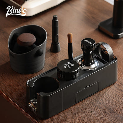 BINCOO Coffee Tamper Station,Espresso Handle Filling Base Cloth Powder Dispenser Press Powder Hammer Coffee Storage Tool Set 51MM/58MM
