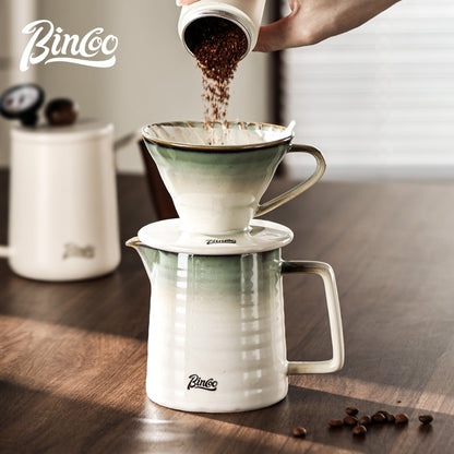 BINCOO Ceramic Hand Brewed Coffee Pot Set Home V60 Filter Cup Sharing Pot Coffee Mugs 450ML