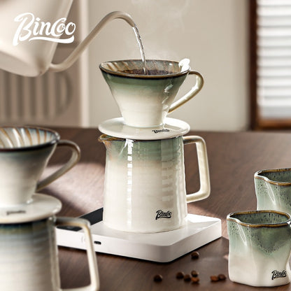 BINCOO Ceramic Hand Brewed Coffee Pot Set Home V60 Filter Cup Sharing Pot Coffee Mugs 450ML