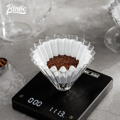 Bincoo Coffee Filter Glass Filter Cup Cake Filter Paper Set V60 Funnel Heat and Cold Resistant Coffee Utensils