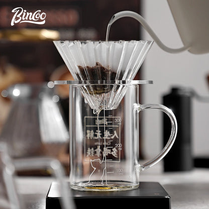 Bincoo Coffee Filter Glass Filter Cup Cake Filter Paper Set V60 Funnel Heat and Cold Resistant Coffee Utensils