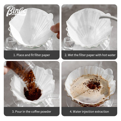 Bincoo Coffee Filter Glass Filter Cup Cake Filter Paper Set V60 Funnel Heat and Cold Resistant Coffee Utensils