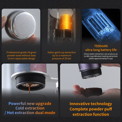 BINCOO Portable Coffee Machine H1Pro Electric Espresso Machine with Handheld for Household Outdoor Travel 80ML