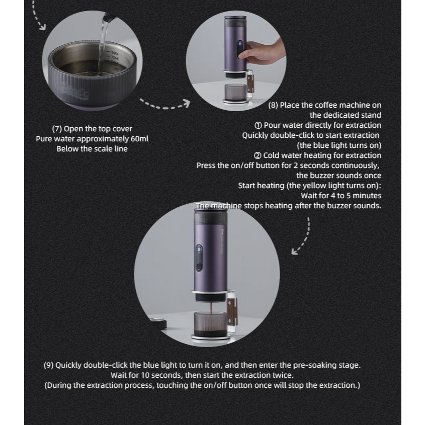 BINCOO Portable Coffee Machine H1Pro Electric Espresso Machine with Handheld for Household Outdoor Travel 80ML