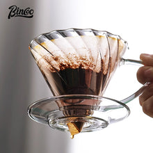 Bincoo Glass Coffee Dripper,Pour Over Coffee Fliter Cup Glass Fliter Cup V60 Coffee Utensils for Home Office