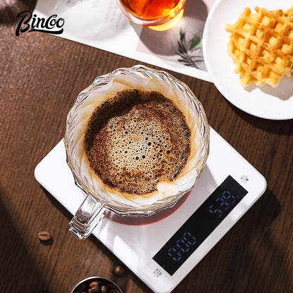Bincoo Glass Coffee Dripper,Pour Over Coffee Fliter Cup Glass Fliter Cup V60 Coffee Utensils for Home Office