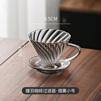 Bincoo Glass Coffee Dripper,Pour Over Coffee Fliter Cup Glass Fliter Cup V60 Coffee Utensils for Home Office