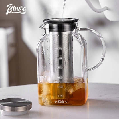 BINCOO Cold Brew Coffee Pot Home Glass Cold Water Kettle Cold Brew Fruit Tea Pot Large Capacity 1200ML