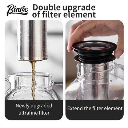 BINCOO Cold Brew Coffee Pot Home Glass Cold Water Kettle Cold Brew Fruit Tea Pot Large Capacity 1200ML