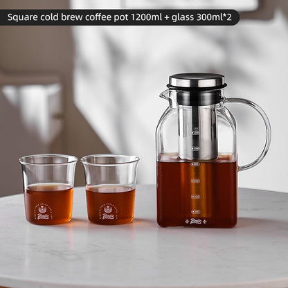 BINCOO Cold Brew Coffee Pot Home Glass Cold Water Kettle Cold Brew Fruit Tea Pot Large Capacity 1200ML