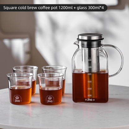 BINCOO Cold Brew Coffee Pot Home Glass Cold Water Kettle Cold Brew Fruit Tea Pot Large Capacity 1200ML