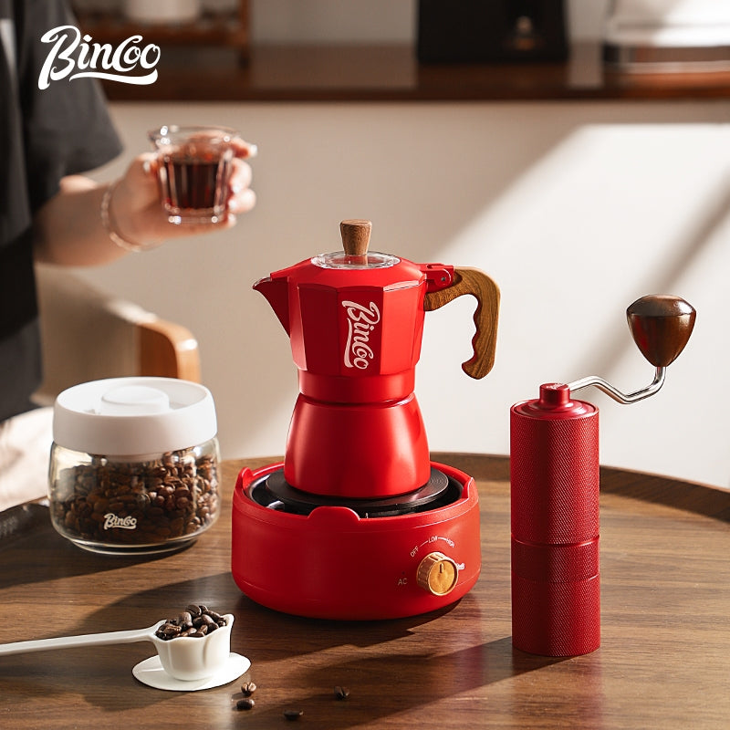 BINCOO Double Valve Moka Pot Household Small Coffee Pot Set Italian Small Coffee Maker 2Cups